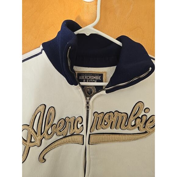 Vintage Abercrombie & Fitch Sweatshirt Mens Medium White Full Zip 2000s - Picture 2 of 6